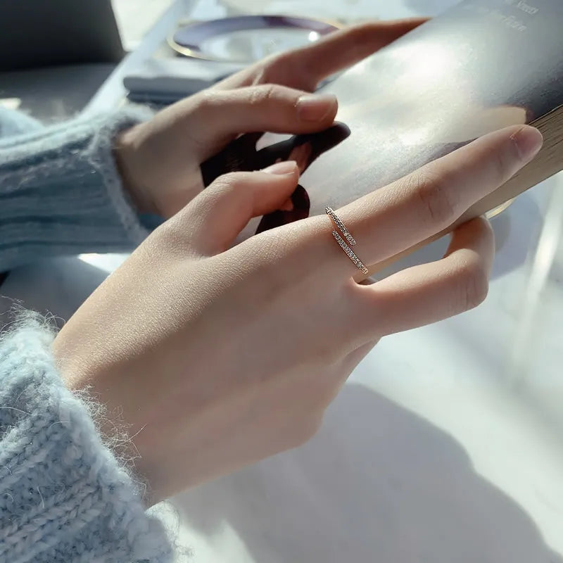 Rose Gold Minimalist Geometric Rings for Women by Taoya