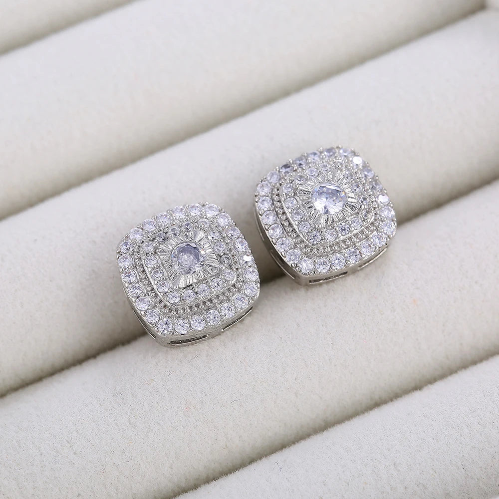Cubic Zirconia Stud Earrings Huitan E476 Classic Women