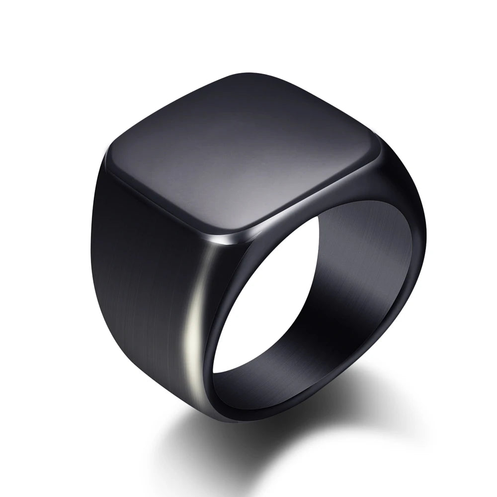 Milangirl Biker Style Signet Square Ring for Men