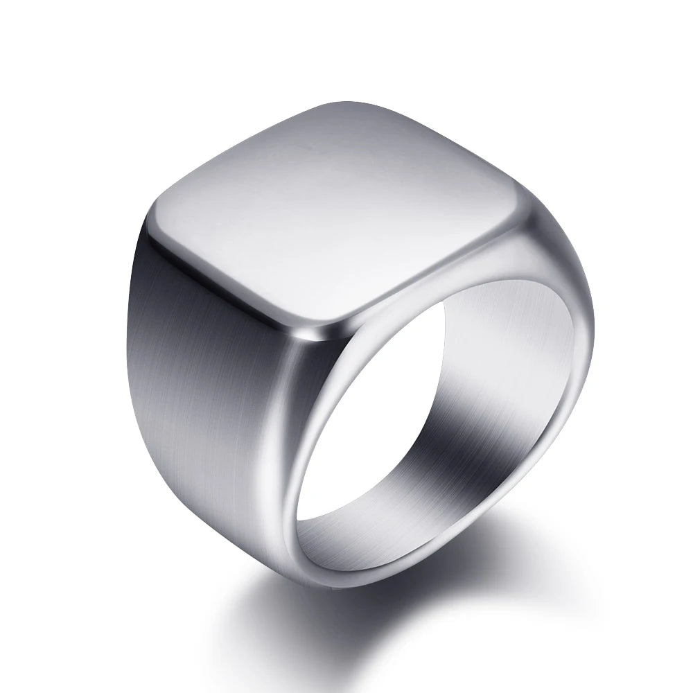 Milangirl Biker Style Signet Square Ring for Men