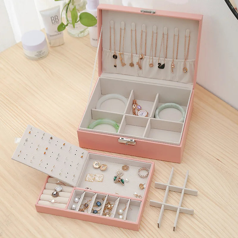 Double-Layer Wooden Jewelry Box