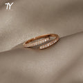 Rose Gold Minimalist Geometric Rings for Women by Taoya