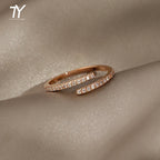 Rose Gold Minimalist Geometric Rings for Women by Taoya