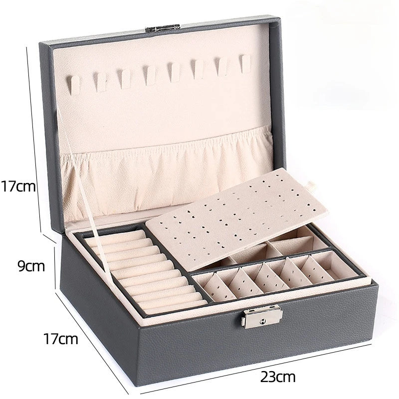 Double-Layer Wooden Jewelry Box