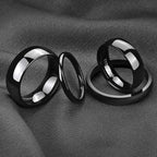 TIGRADE Titanium Wedding Band Classic Rings Silver Black 3-15