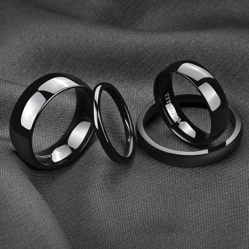 TIGRADE Titanium Wedding Band Classic Rings Silver Black 3-15