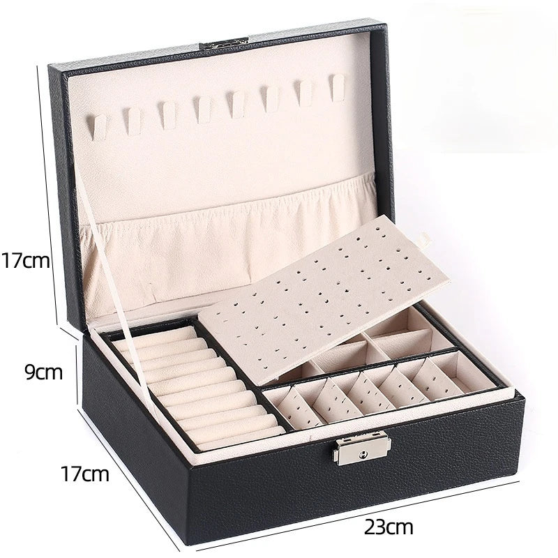 Double-Layer Wooden Jewelry Box