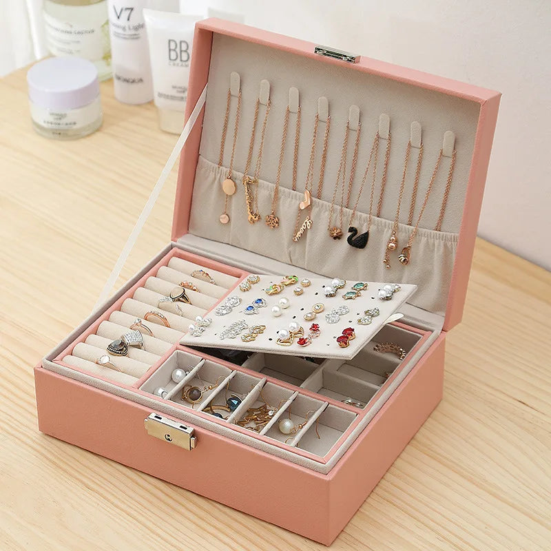 Double-Layer Wooden Jewelry Box