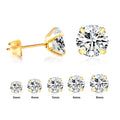 LUXUSTEEL Stainless Steel Round Cubic Zirconia Small Earrings