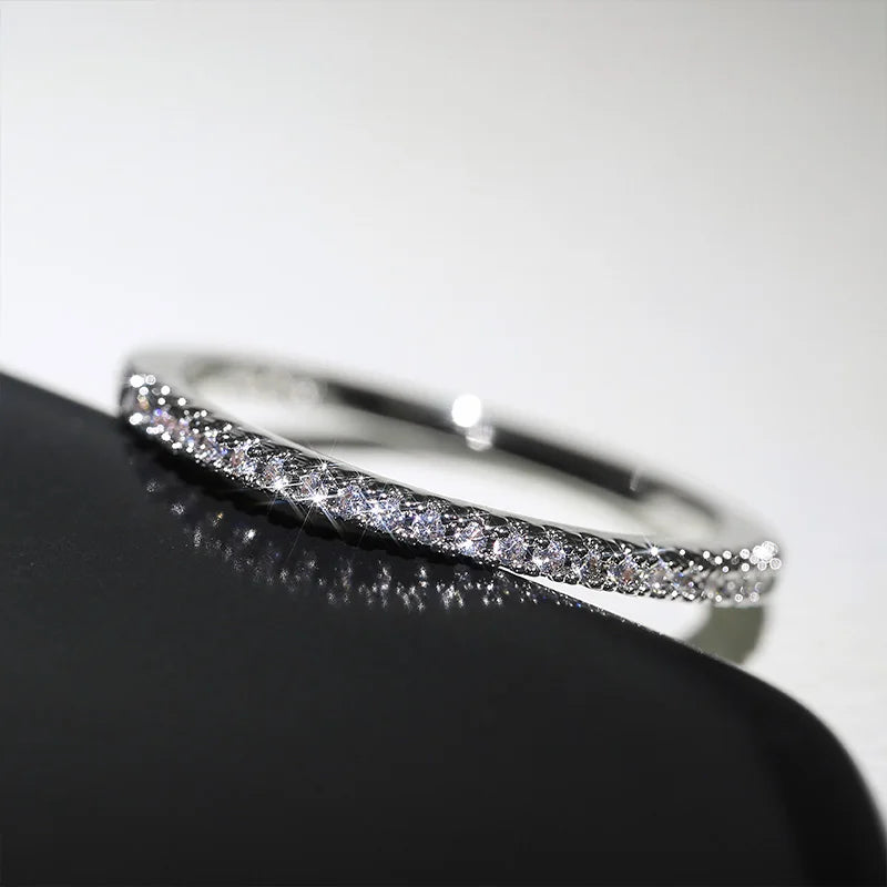 Cubic Zirconia Minimalist Wedding Ring for Women Huitan