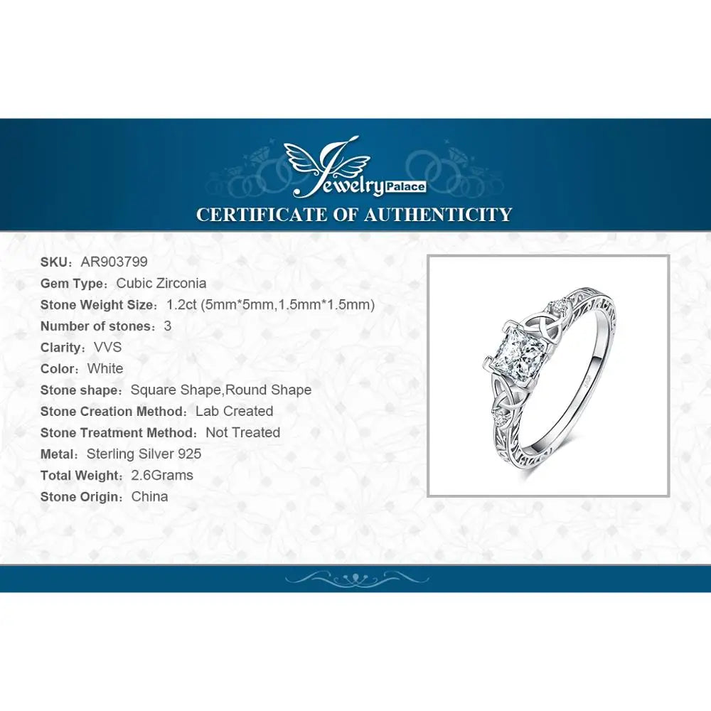 Celtic 925 Sterling Silver Engagement Ring by JewelryPalace