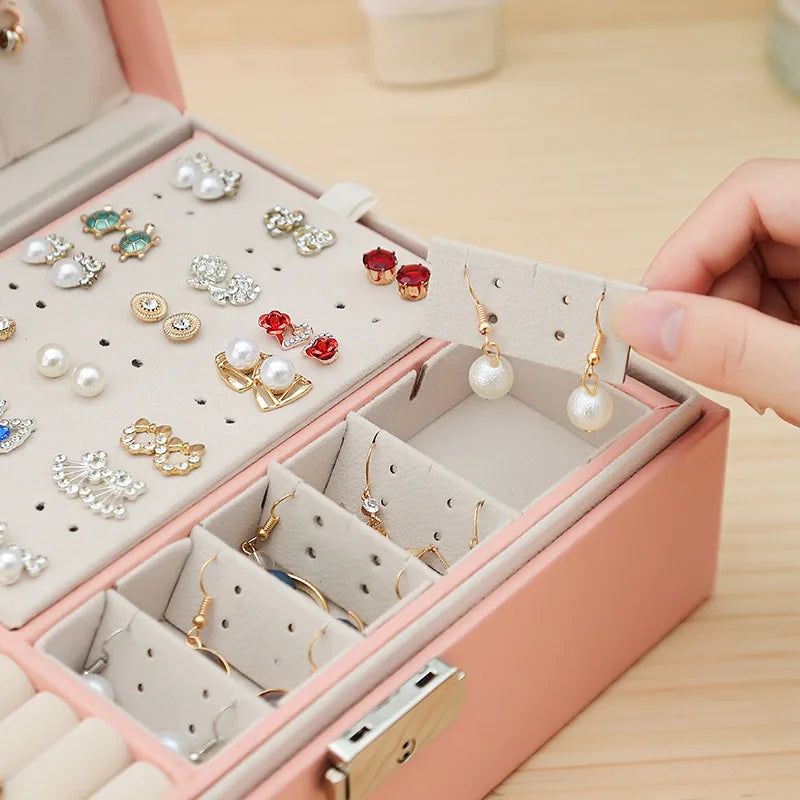 Double-Layer Wooden Jewelry Box