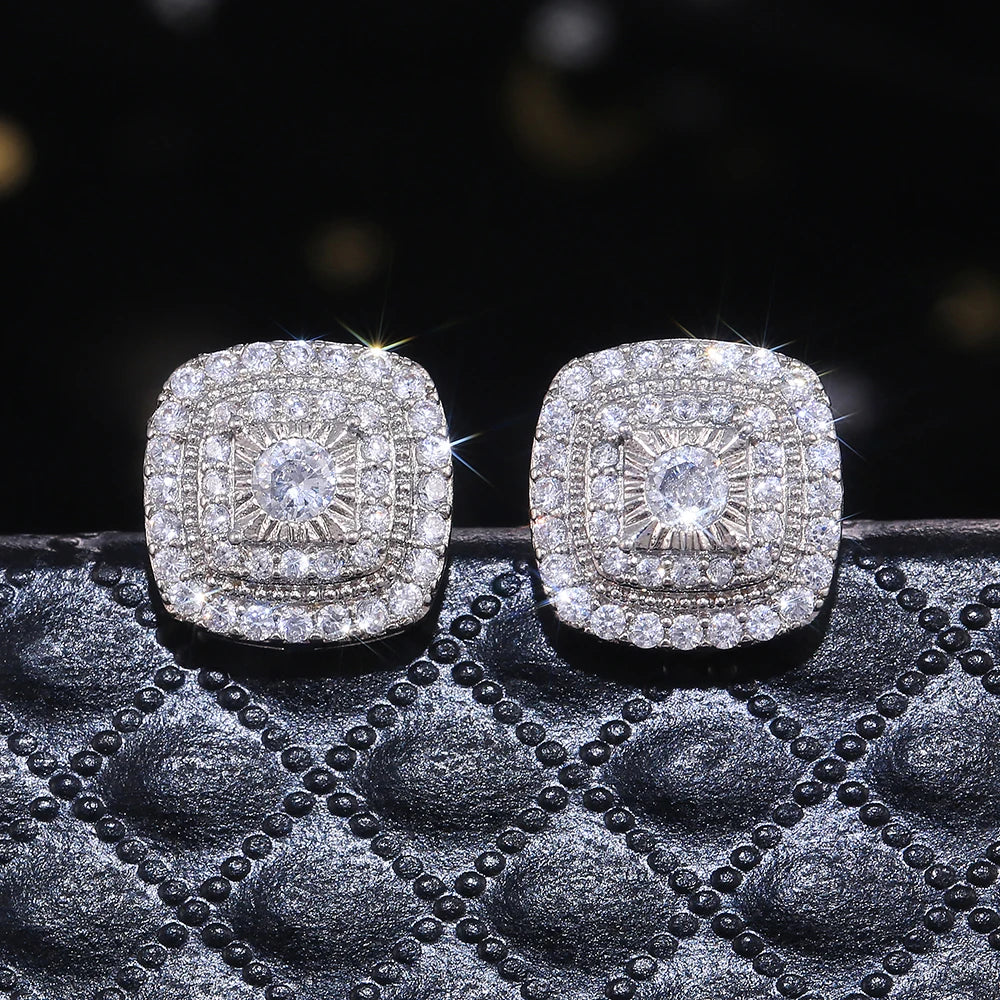 Cubic Zirconia Stud Earrings Huitan E476 Classic Women