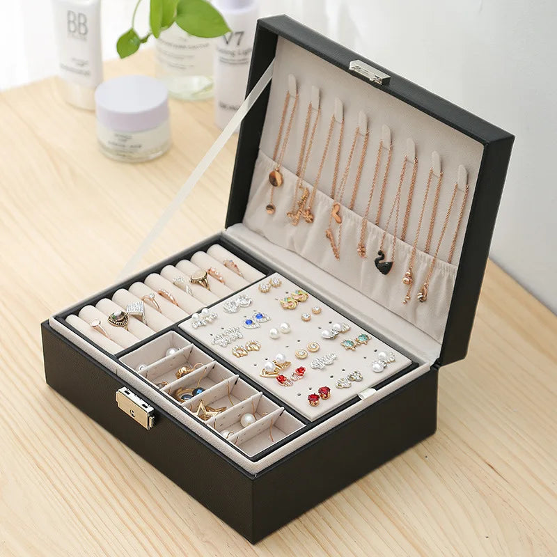 Double-Layer Wooden Jewelry Box