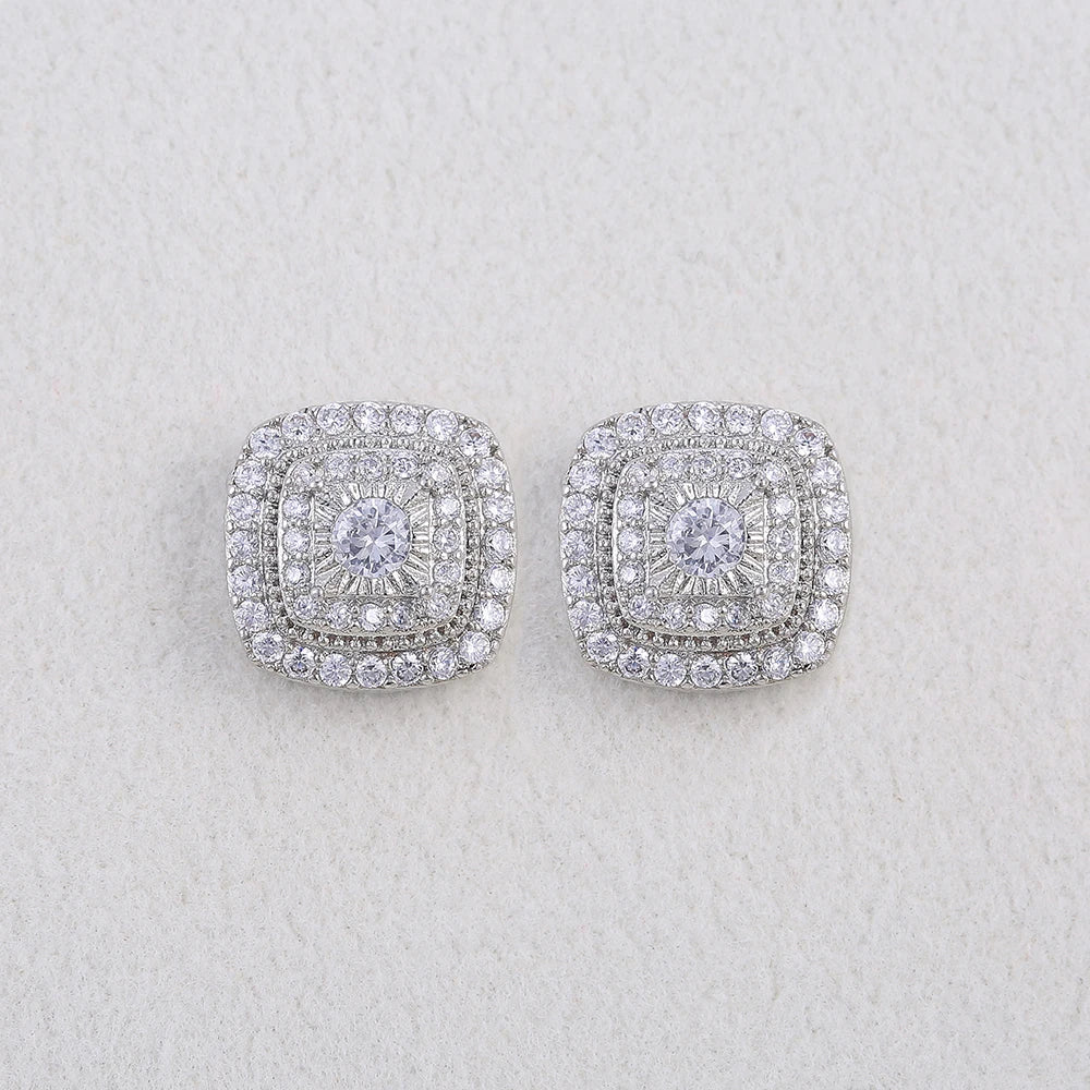 Cubic Zirconia Stud Earrings Huitan E476 Classic Women