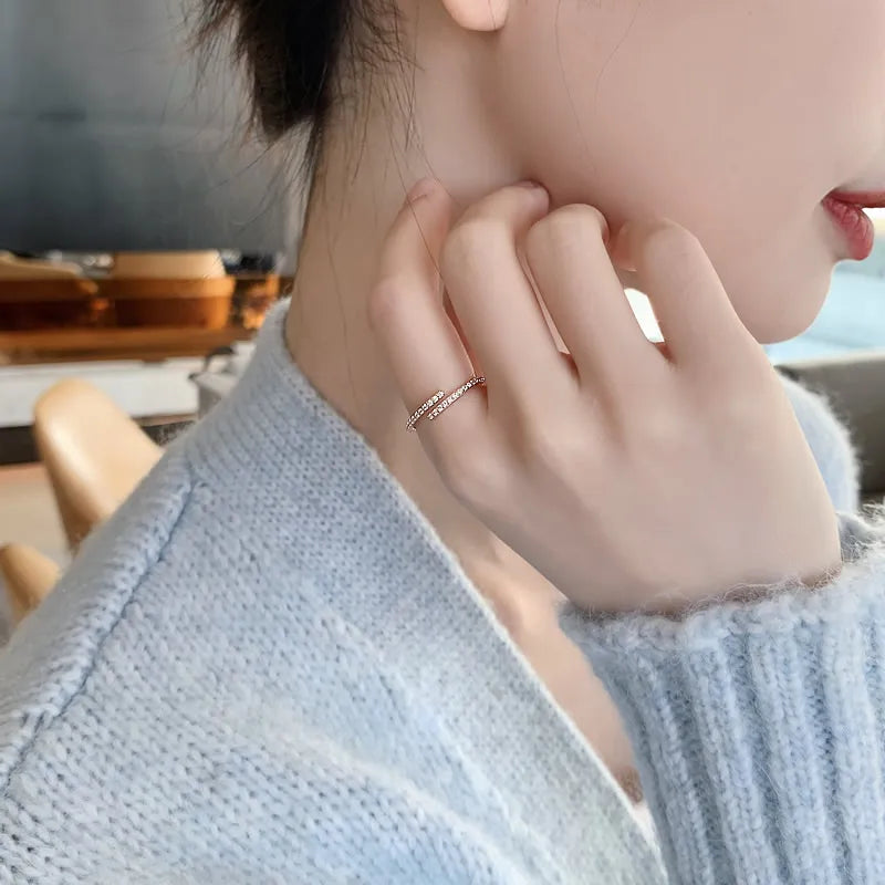 Rose Gold Minimalist Geometric Rings for Women by Taoya