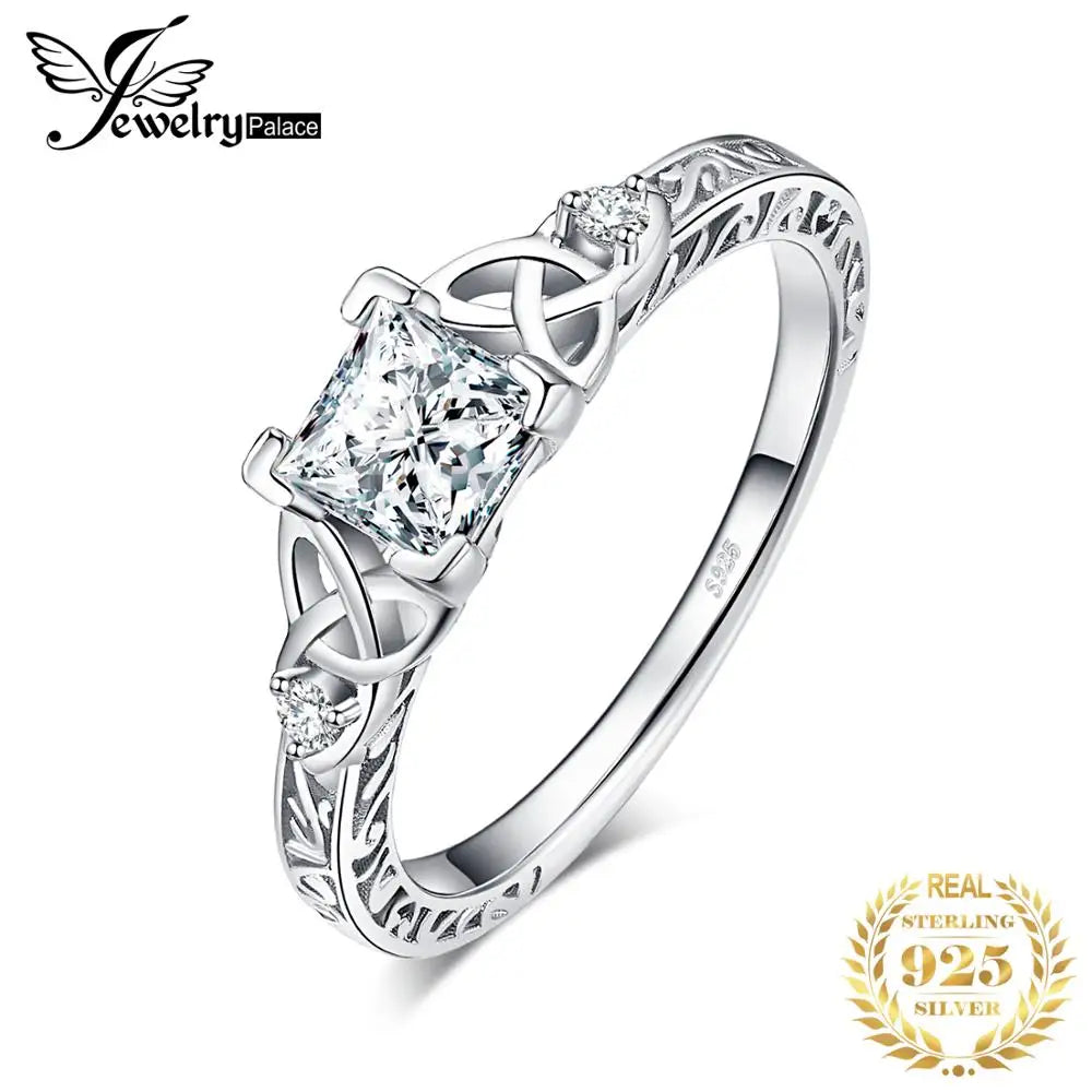 Celtic 925 Sterling Silver Engagement Ring by JewelryPalace