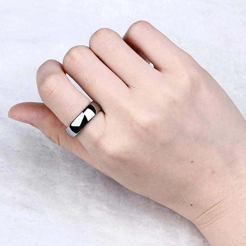 TIGRADE Titanium Wedding Band Classic Rings Silver Black 3-15