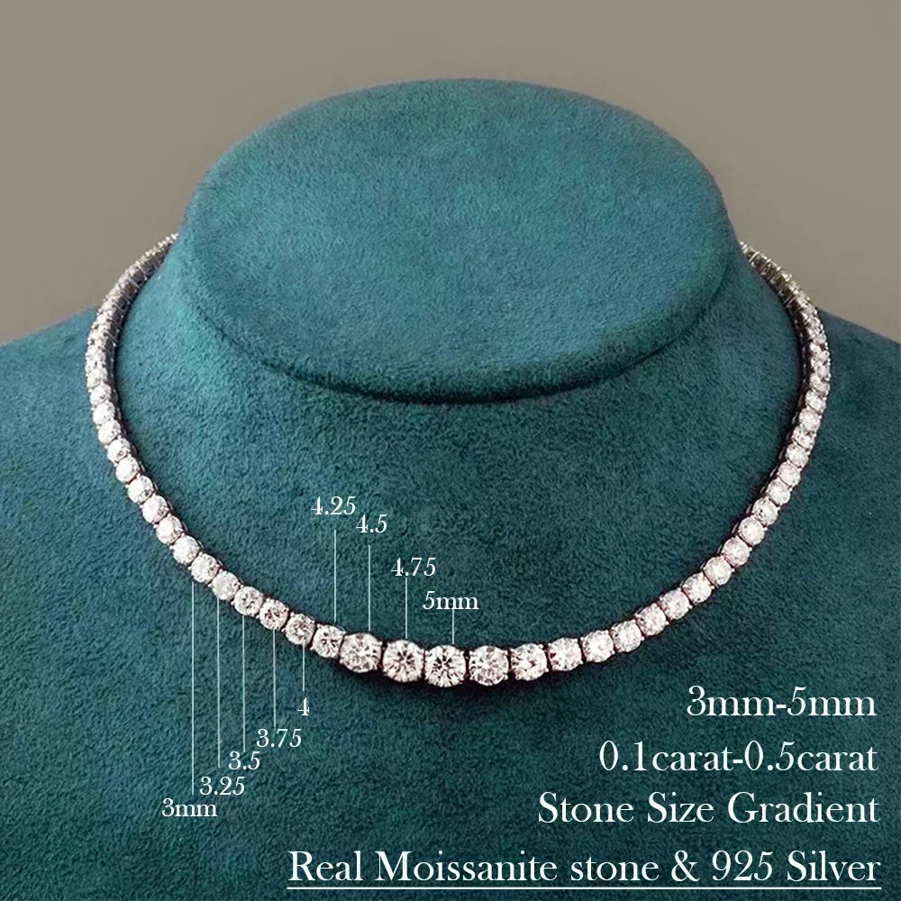 Moissanite Diamond Tennis Necklace S925 Silver Choker Women
