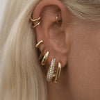 CZ Zircon Gold Plated Huggie Hoop Earrings for Women