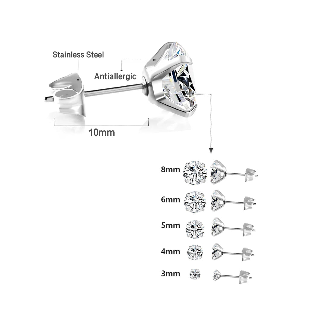 Stainless Steel Crystal Stud Earrings by LUXUSTEEL