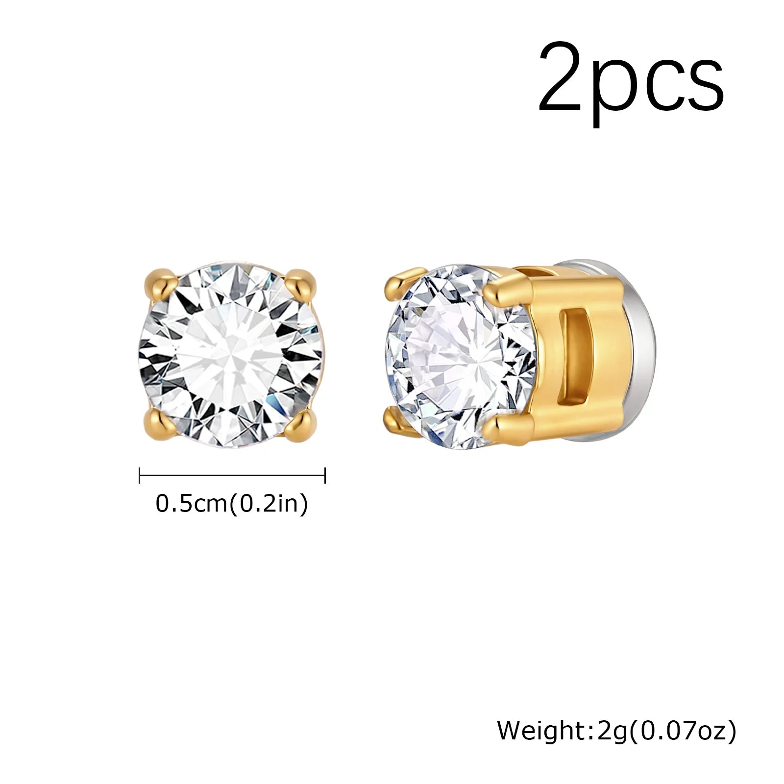 Punk Round Magnetic Zircon Stainless Steel Clip Earrings