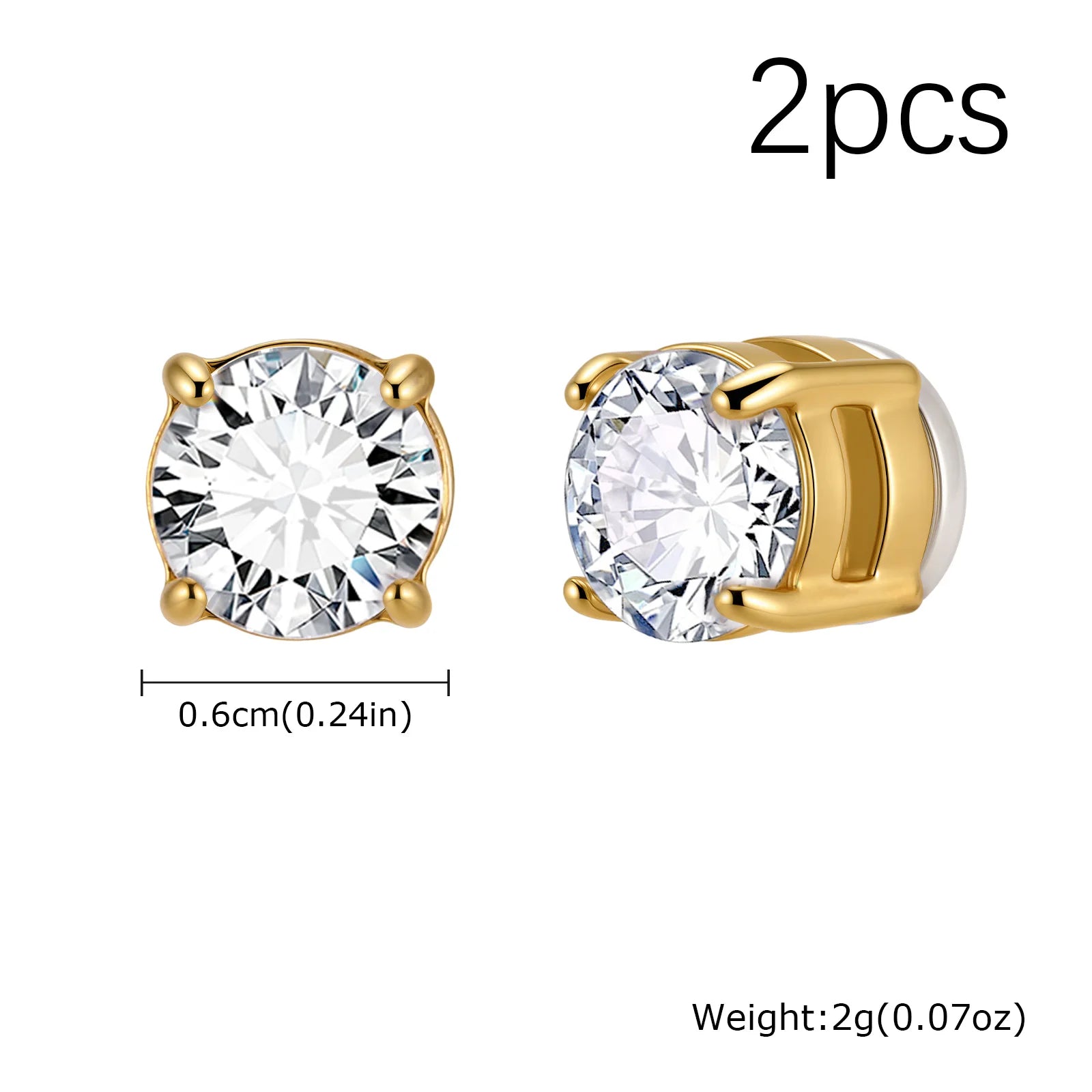 Punk Round Magnetic Zircon Stainless Steel Clip Earrings