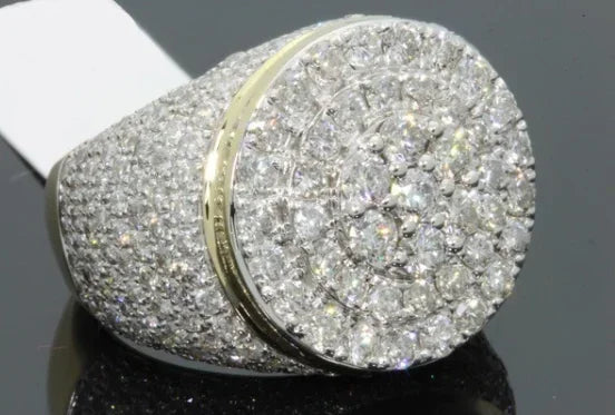 Rhinestone Hip Hop Square Ring Pave Setting CZ Engagement Ring