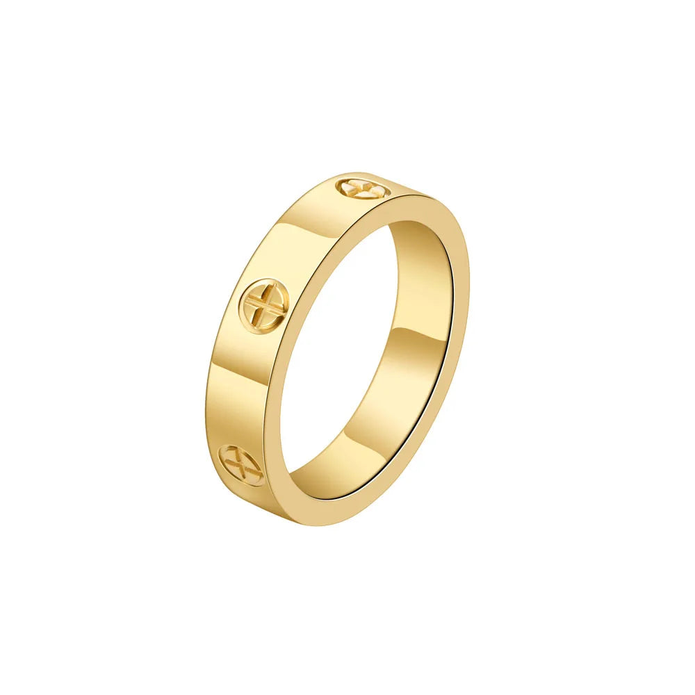 Stainless Steel Cross Ring with Zircon Love for Couples
