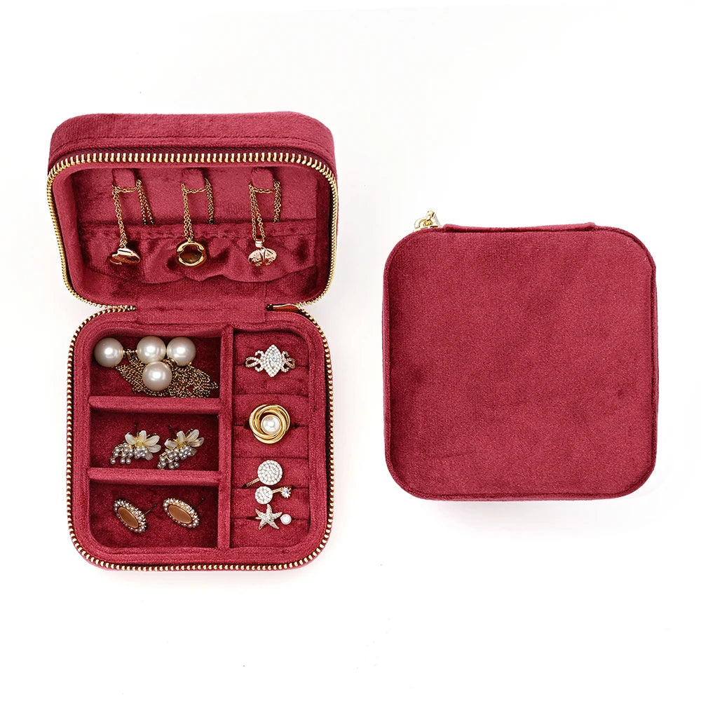 Vintage Velvet Travel Jewelry Storage Ring Box