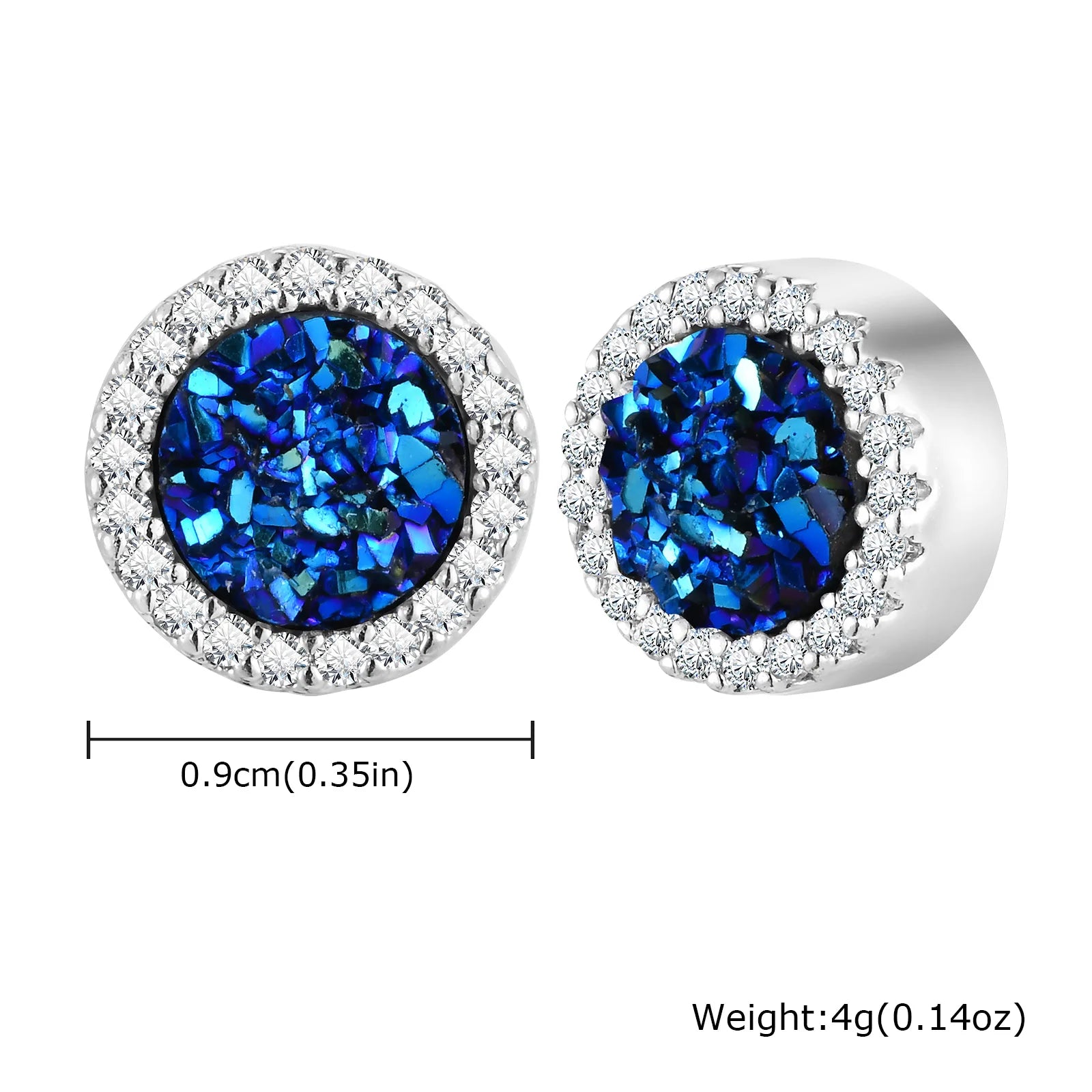 Punk Round Magnetic Zircon Stainless Steel Clip Earrings
