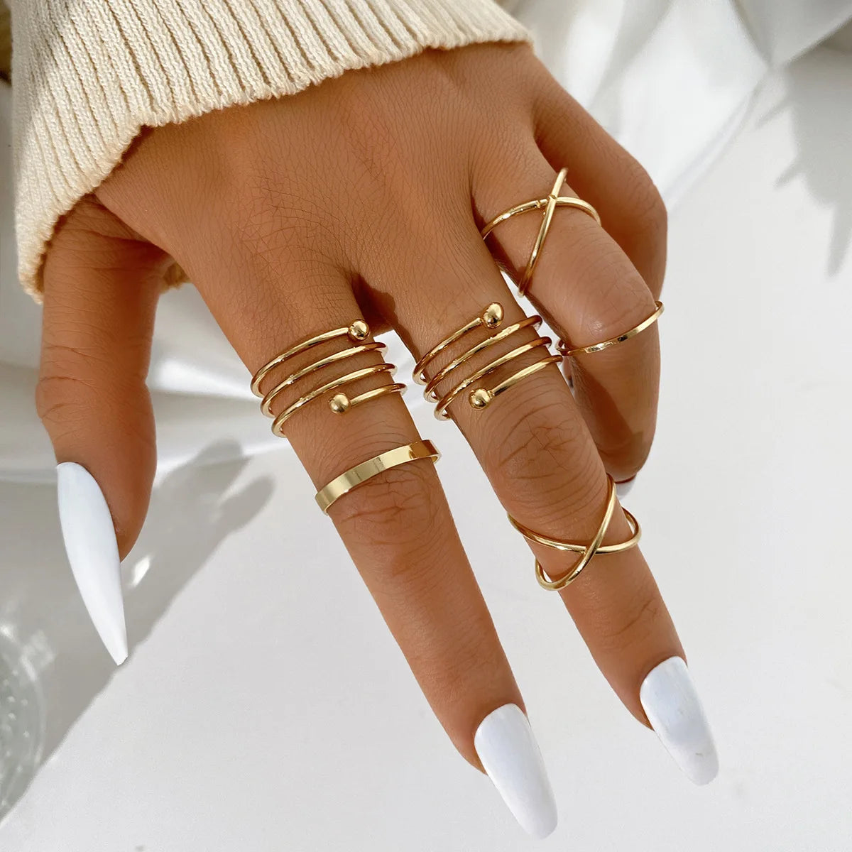Cubic Zirconia Silver Crystal Rings Set for Women