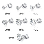 Stainless Steel Crystals Stud Earrings for Men and Women