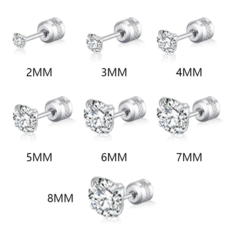 Stainless Steel Crystals Stud Earrings for Men and Women