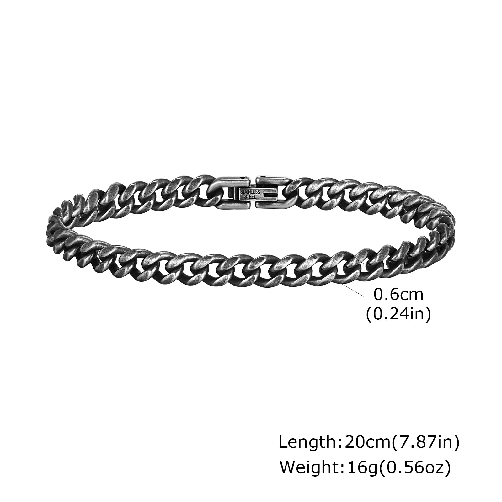 Byzantine Stainless Steel Grey Chain Bracelet for Men