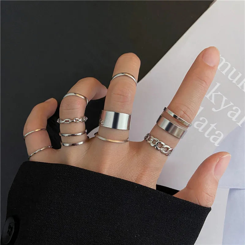 Cubic Zirconia Silver Crystal Rings Set for Women