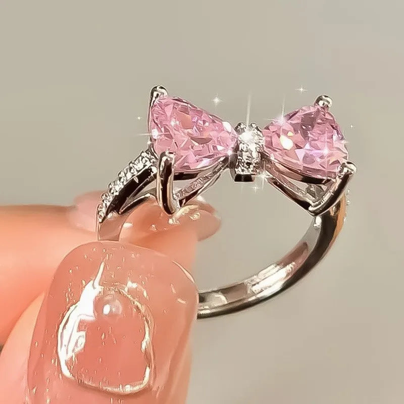 Kpop Gothic Heart Metal Ring for Women in Silver Color