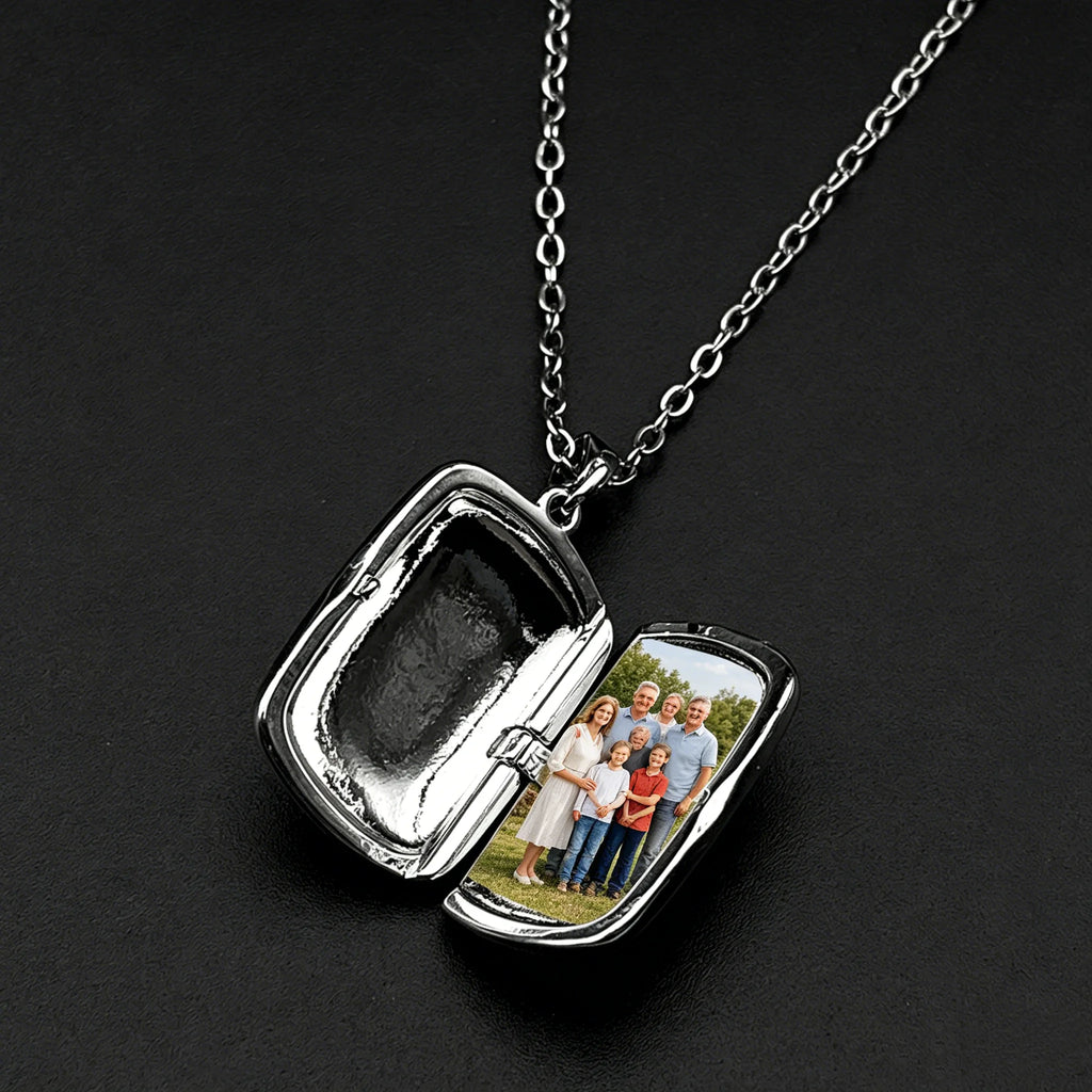Gold Color Stainless Steel Photo Locket Pendant Necklace 50cm