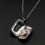 Gold Color Stainless Steel Photo Locket Pendant Necklace 50cm