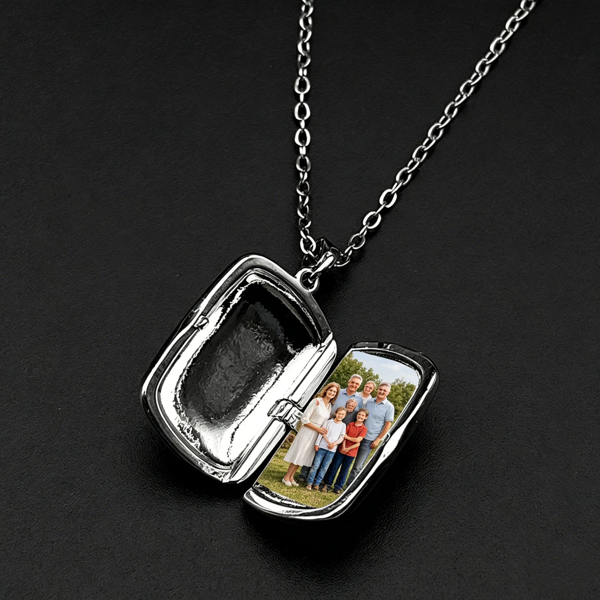 Gold Color Stainless Steel Photo Locket Pendant Necklace 50cm