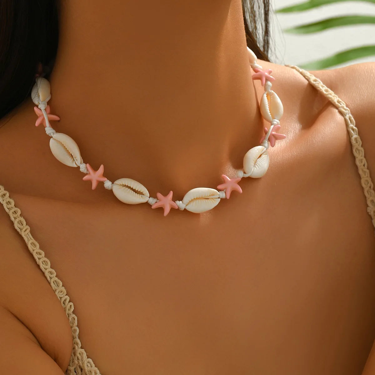 Turquoise Bohemian Choker Necklace with Shells for Women
