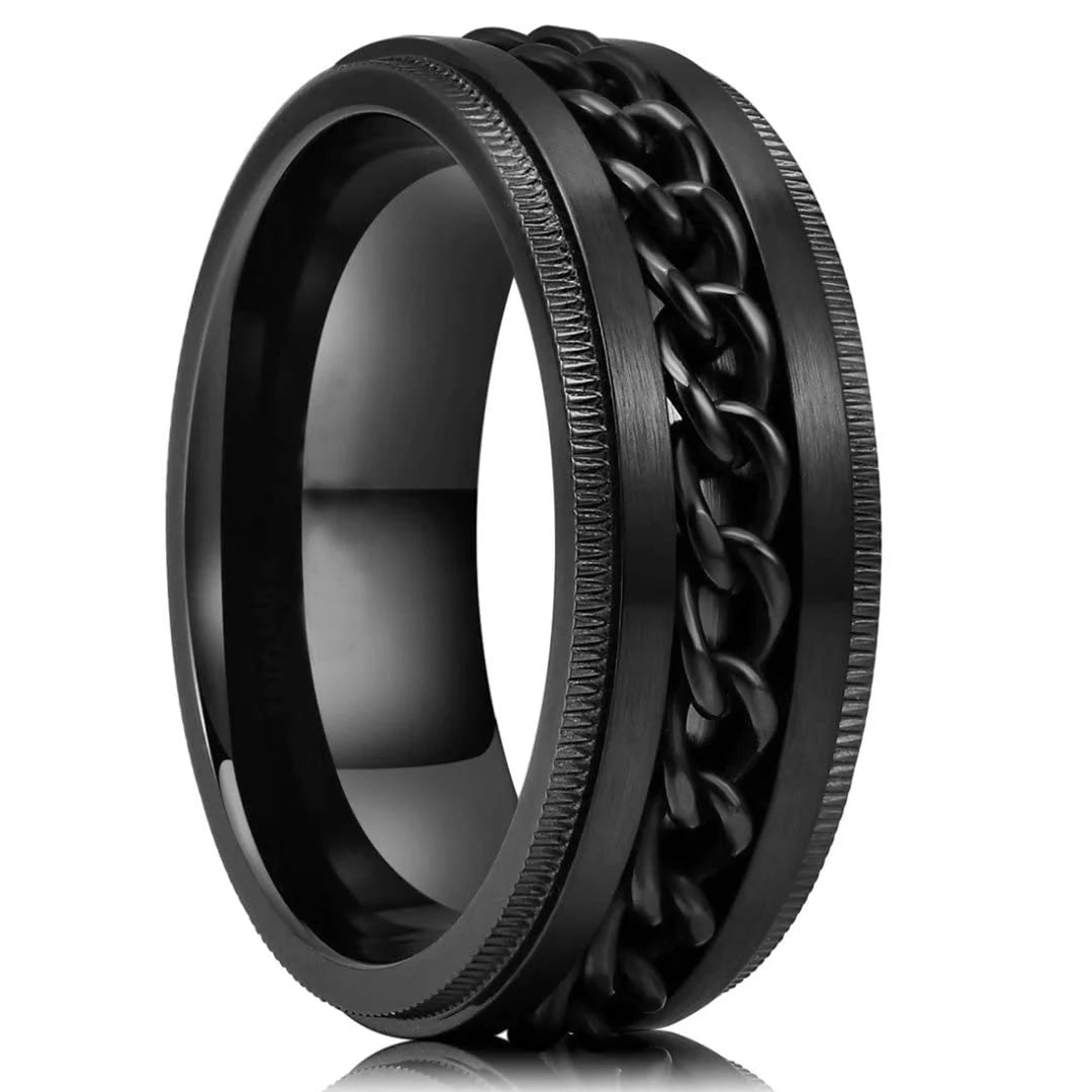 Rotating Fidget Ring for Men - Titanium Steel Spinner Ring