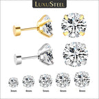 Stainless Steel Crystal Stud Earrings by LUXUSTEEL