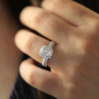 Women Silver Zircon Engagement Ring Set Bridal Jewelry