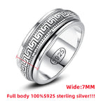 S925 Sterling Silver Great Wall Pattern Spinner Ring