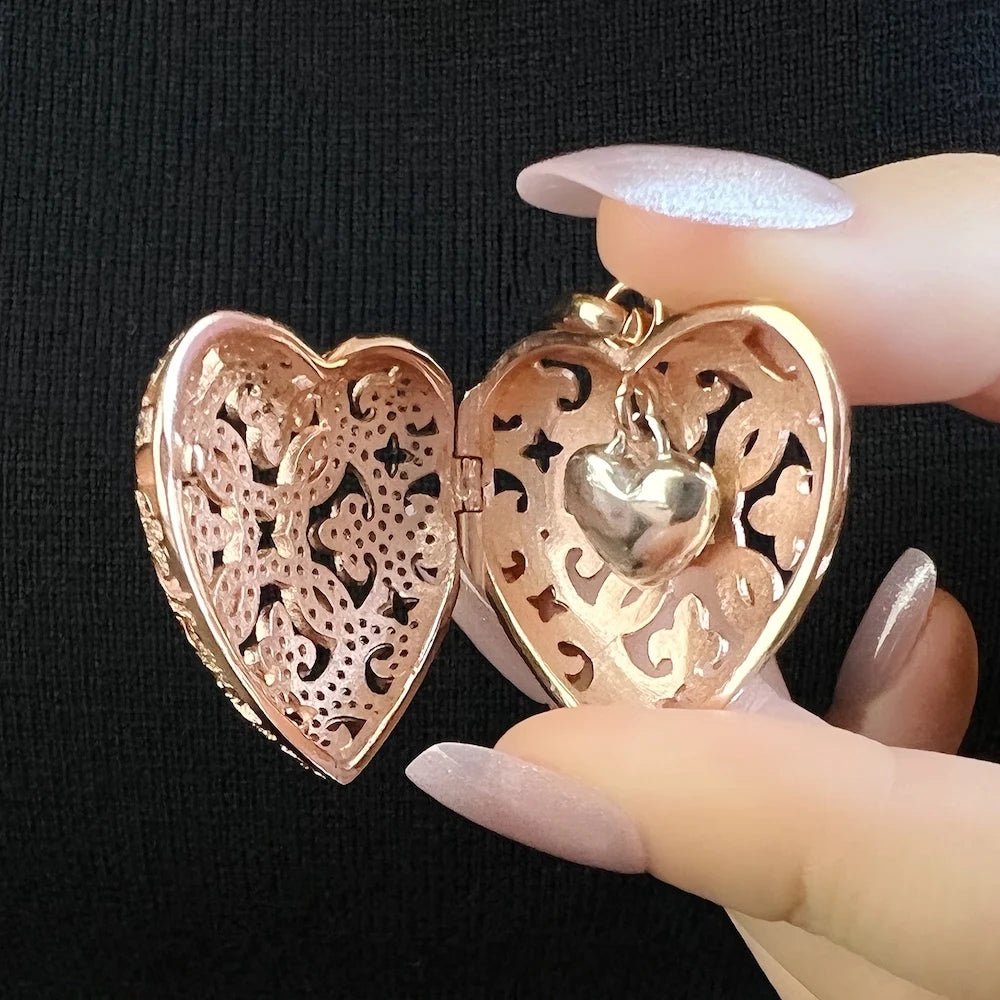 925 Sterling Silver Heart Locket Pendant for Women