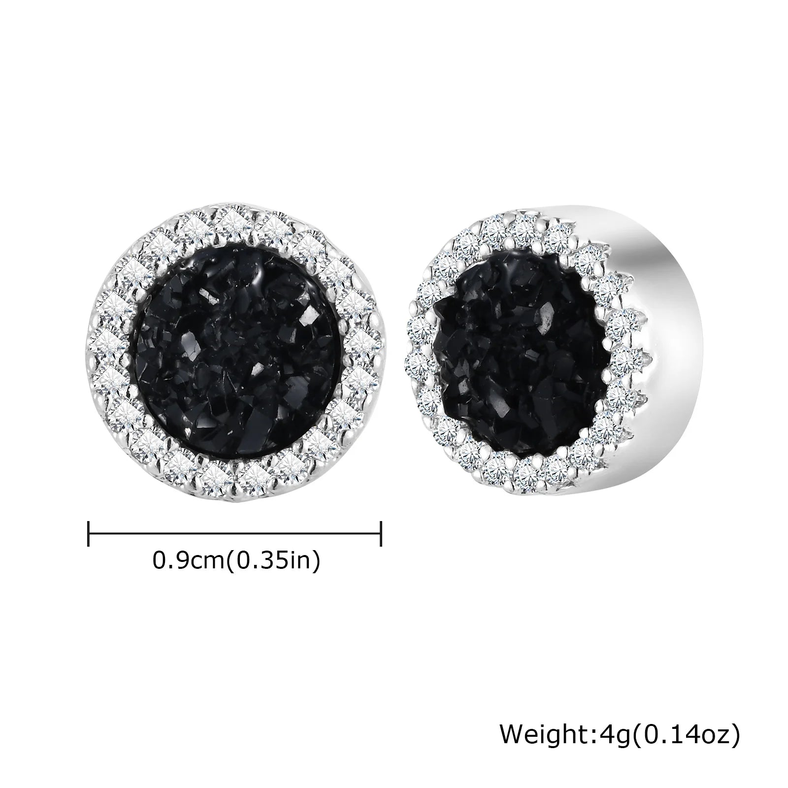 Punk Round Magnetic Zircon Stainless Steel Clip Earrings