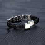 Genuine Leather Bracelet MKENDN Punk Men Biker Chain