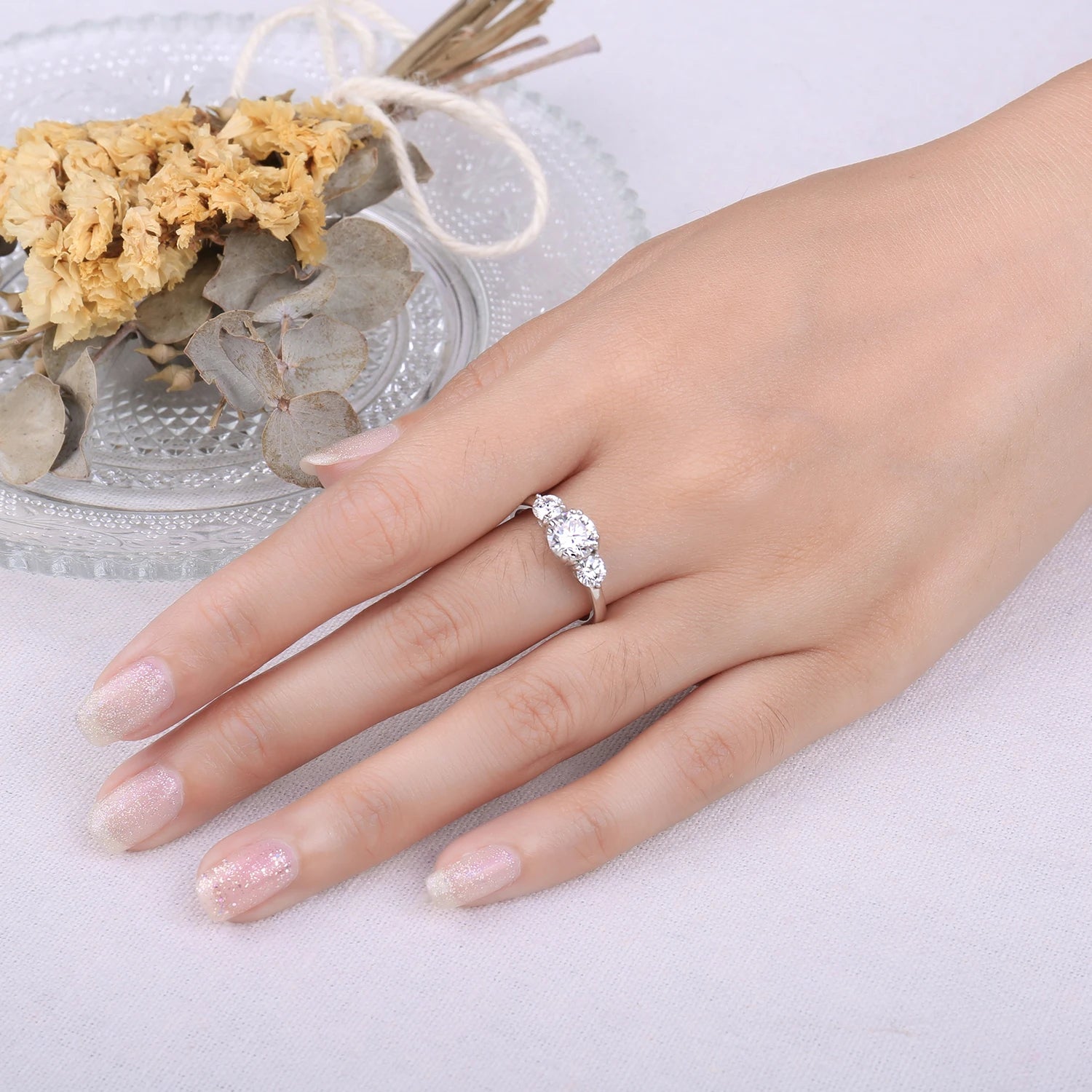Moissanite D Color 1.4ct JewelryPalace 3 Stone Engagement Ring