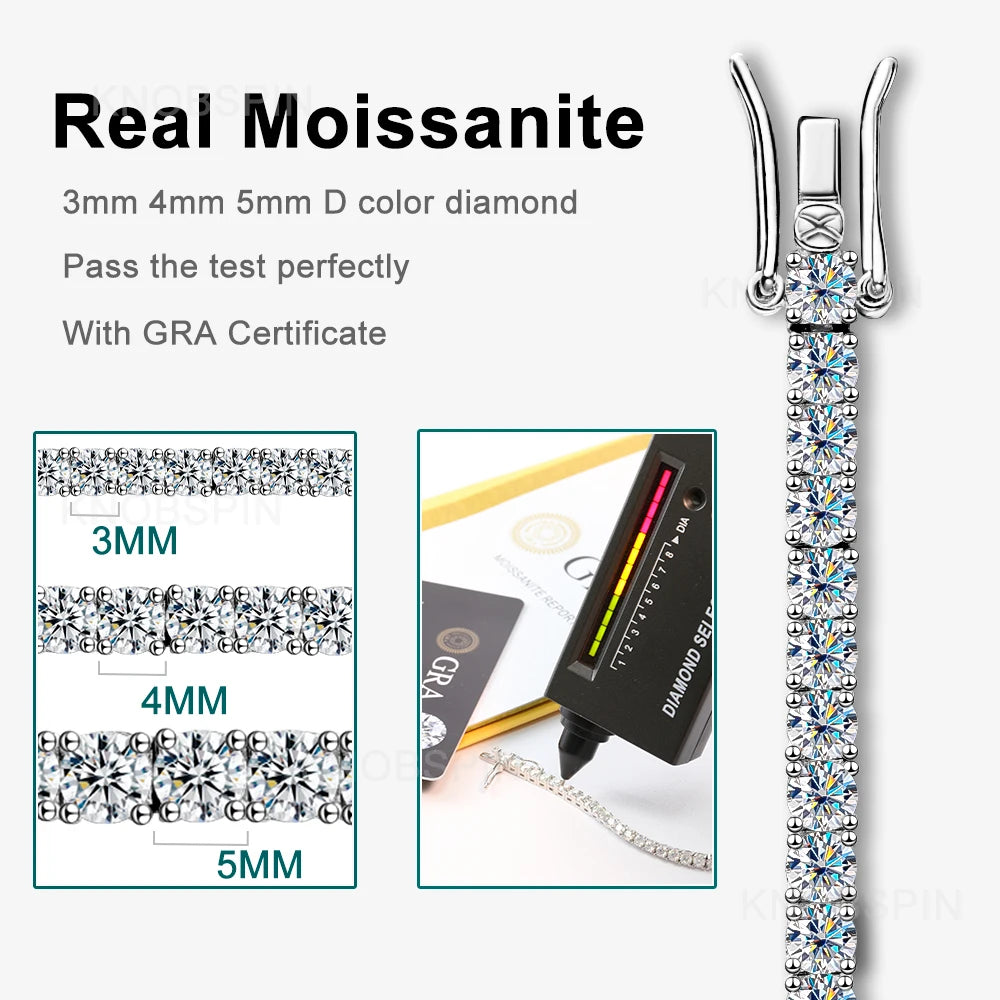 Moissanite Tennis Bracelet by Knobspin in 3mm 4mm 925 Silver